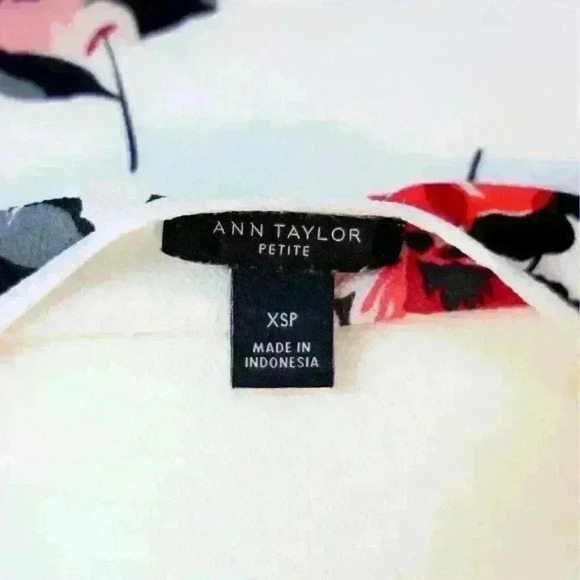 Ann Taylor Floral Short Sleeve Ruffled Bib Blouse w/ Neck Button Size XS Petite - Picture 4 of 8